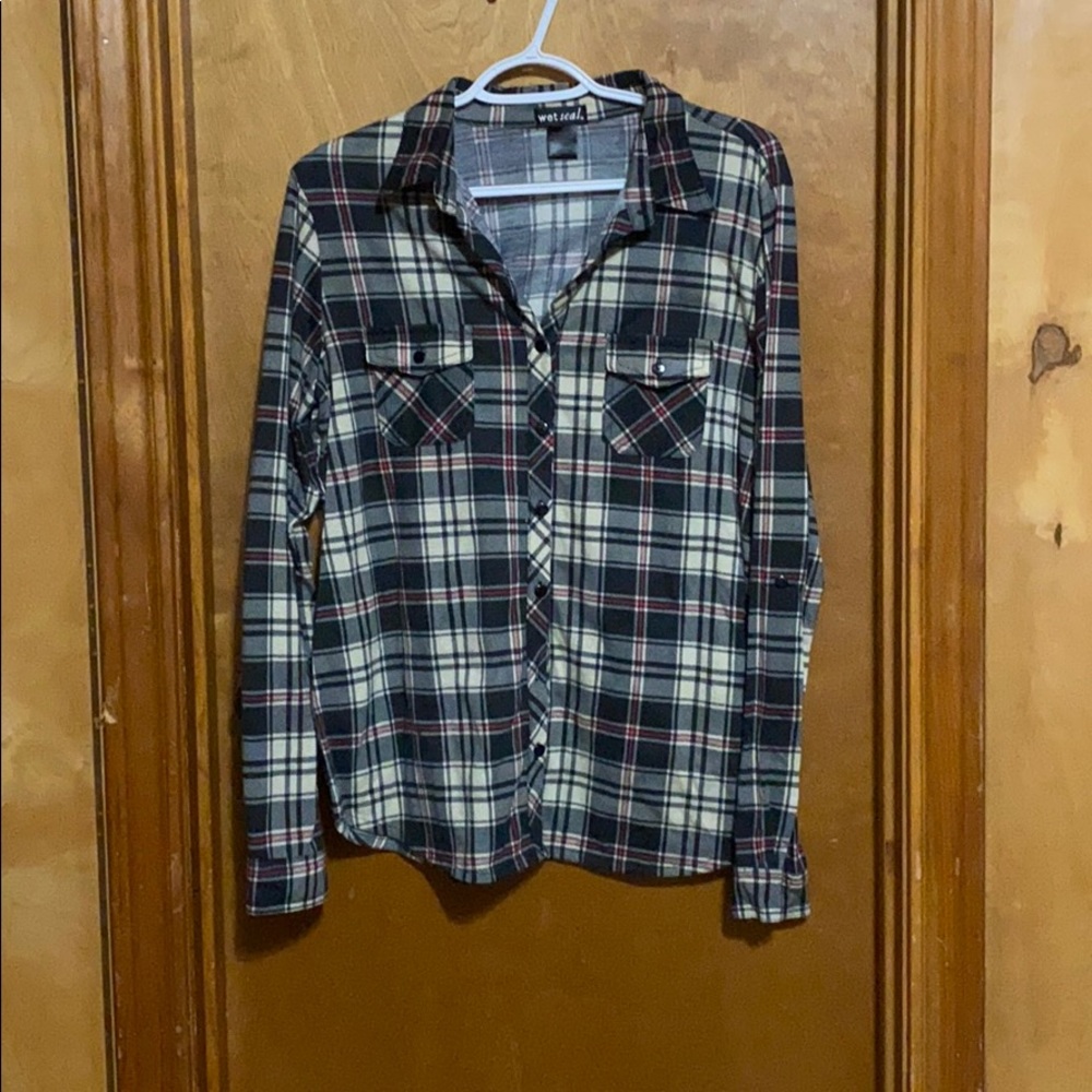 Navy Beige Flannel
